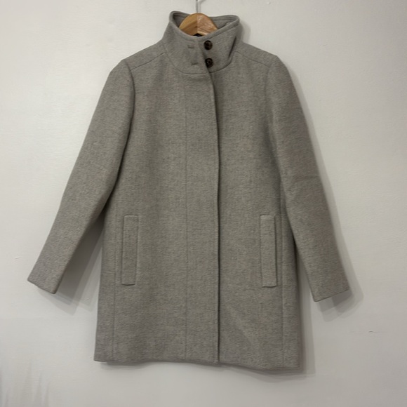 NWT J. Crew Petite Wool Blend button-neck city coat light gray BU264 - Picture 8 of 9